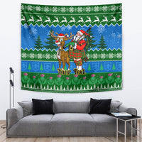 Personalised Scotland Christmas Tapestry Scottish Santa With Reindeer Nollaig Chridheil - Wonder Print Shop