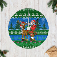 Personalised Scotland Christmas Tree Skirt Scottish Santa With Reindeer Nollaig Chridheil - Wonder Print Shop