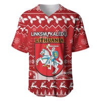 Personalised Lithuania Christmas Baseball Jersey Linksmu Kaledu - Wonder Print Shop