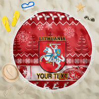 Personalised Lithuania Christmas Beach Blanket Linksmu Kaledu - Wonder Print Shop