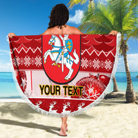 Personalised Lithuania Christmas Beach Blanket Linksmu Kaledu - Wonder Print Shop