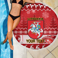 Personalised Lithuania Christmas Beach Blanket Linksmu Kaledu - Wonder Print Shop