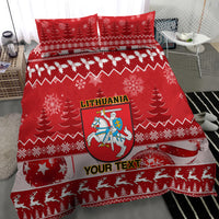 Personalised Lithuania Christmas Bedding Set Linksmu Kaledu - Wonder Print Shop