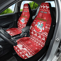 Personalised Lithuania Christmas Car Seat Cover Linksmu Kaledu - Wonder Print Shop