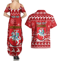 Personalised Lithuania Christmas Couples Matching Summer Maxi Dress and Hawaiian Shirt Linksmu Kaledu - Wonder Print Shop