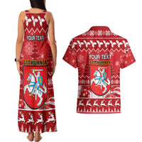 Personalised Lithuania Christmas Couples Matching Tank Maxi Dress and Hawaiian Shirt Linksmu Kaledu - Wonder Print Shop