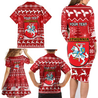 Personalised Lithuania Christmas Family Matching Long Sleeve Bodycon Dress and Hawaiian Shirt Linksmu Kaledu - Wonder Print Shop