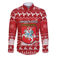 Personalised Lithuania Christmas Family Matching Off Shoulder Maxi Dress and Hawaiian Shirt Linksmu Kaledu - Wonder Print Shop