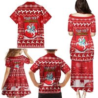 Personalised Lithuania Christmas Family Matching Puletasi Dress and Hawaiian Shirt Linksmu Kaledu - Wonder Print Shop