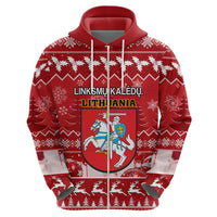 Personalised Lithuania Christmas Hoodie Linksmu Kaledu - Wonder Print Shop