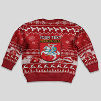 Personalised Lithuania Christmas Kid Ugly Christmas Sweater Linksmu Kaledu - Wonder Print Shop