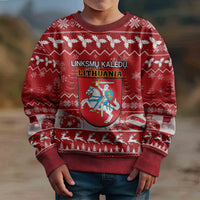 Personalised Lithuania Christmas Kid Ugly Christmas Sweater Linksmu Kaledu - Wonder Print Shop