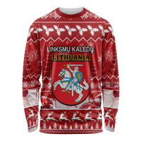 Personalised Lithuania Christmas Long Sleeve Shirt Linksmu Kaledu - Wonder Print Shop