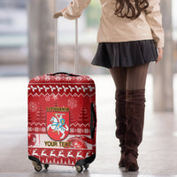 Personalised Lithuania Christmas Luggage Cover Linksmu Kaledu - Wonder Print Shop
