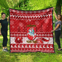 Personalised Lithuania Christmas Quilt Linksmu Kaledu - Wonder Print Shop