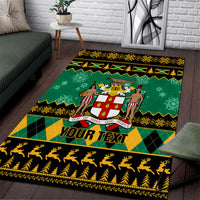 Personalised Jamaica Christmas Area Rug Jamaican Coat Of Arms Xmas Vibes - Wonder Print Shop