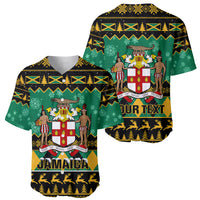 Personalised Jamaica Christmas Baseball Jersey Jamaican Coat Of Arms Xmas Vibes - Wonder Print Shop