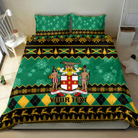 Personalised Jamaica Christmas Bedding Set Jamaican Coat Of Arms Xmas Vibes - Wonder Print Shop