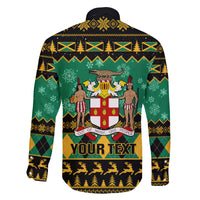 Personalised Jamaica Christmas Family Matching Long Sleeve Bodycon Dress and Hawaiian Shirt Jamaican Coat Of Arms Xmas Vibes - Wonder Print Shop