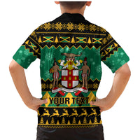 Personalised Jamaica Christmas Family Matching Mermaid Dress and Hawaiian Shirt Jamaican Coat Of Arms Xmas Vibes - Wonder Print Shop