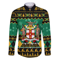 Personalised Jamaica Christmas Family Matching Puletasi Dress and Hawaiian Shirt Jamaican Coat Of Arms Xmas Vibes - Wonder Print Shop