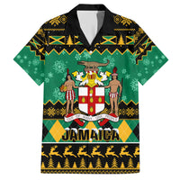 Personalised Jamaica Christmas Family Matching Short Sleeve Bodycon Dress and Hawaiian Shirt Jamaican Coat Of Arms Xmas Vibes - Wonder Print Shop