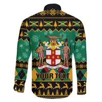 Personalised Jamaica Christmas Family Matching Short Sleeve Bodycon Dress and Hawaiian Shirt Jamaican Coat Of Arms Xmas Vibes - Wonder Print Shop