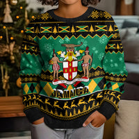 Personalised Jamaica Christmas Kid Ugly Christmas Sweater Jamaican Coat Of Arms Xmas Vibes - Wonder Print Shop