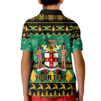 Personalised Jamaica Christmas Kid Polo Shirt Jamaican Coat Of Arms Xmas Vibes - Wonder Print Shop
