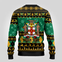 Personalised Jamaica Christmas Ugly Christmas Sweater Jamaican Coat Of Arms Xmas Vibes - Wonder Print Shop