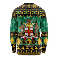 Personalised Jamaica Christmas Long Sleeve Shirt Jamaican Coat Of Arms Xmas Vibes - Wonder Print Shop