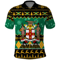 Personalised Jamaica Christmas Polo Shirt Jamaican Coat Of Arms Xmas Vibes - Wonder Print Shop
