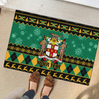 Personalised Jamaica Christmas Rubber Doormat Jamaican Coat Of Arms Xmas Vibes - Wonder Print Shop