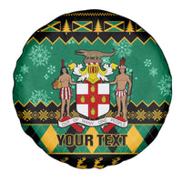 Personalised Jamaica Christmas Spare Tire Cover Jamaican Coat Of Arms Xmas Vibes - Wonder Print Shop