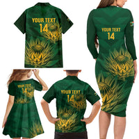 Custom South Africa Cricket Family Matching Long Sleeve Bodycon Dress and Hawaiian Shirt Go Champions Proteas - Wonder Print Shop