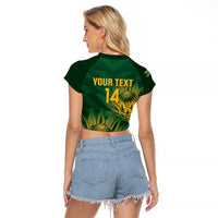 Custom South Africa Cricket Raglan Cropped T Shirt Go Champions Proteas - Wonder Print Shop