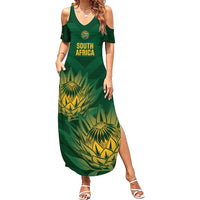 Custom South Africa Cricket Summer Maxi Dress Go Champions Proteas - Wonder Print Shop