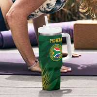 Custom South Africa Cricket Tumbler With Handle Go Champions Proteas - Wonder Print Shop