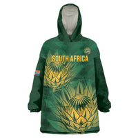 Custom South Africa Cricket Wearable Blanket Hoodie Go Champions Proteas - Wonder Print Shop