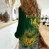 Custom South Africa Cricket Women Casual Shirt Go Champions Proteas - Wonder Print Shop