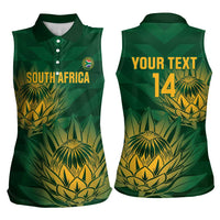 Custom South Africa Cricket Women Sleeveless Polo Shirt Go Champions Proteas - Wonder Print Shop