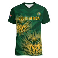 Custom South Africa Cricket Women V-Neck T-Shirt Go Champions Proteas - Wonder Print Shop