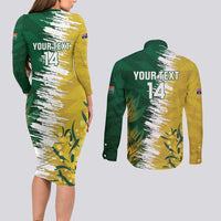 Custom Australia And South Africa Cricket Couples Matching Long Sleeve Bodycon Dress and Long Sleeve Button Shirt Aussies Proteas Together - Wonder Print Shop