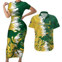 Custom Australia And South Africa Cricket Couples Matching Short Sleeve Bodycon Dress and Hawaiian Shirt Aussies Proteas Together - Wonder Print Shop