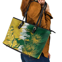 Custom Australia And South Africa Cricket Leather Tote Bag Aussies Proteas Together - Wonder Print Shop