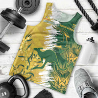 Custom Australia And South Africa Cricket Men Tank Top Aussies Proteas Together - Wonder Print Shop