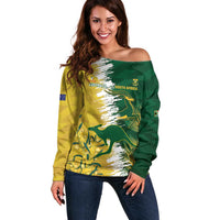 Custom Australia And South Africa Cricket Off Shoulder Sweater Aussies Proteas Together - Wonder Print Shop