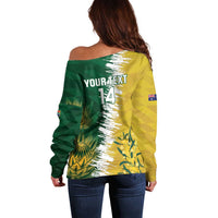 Custom Australia And South Africa Cricket Off Shoulder Sweater Aussies Proteas Together - Wonder Print Shop