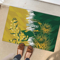 Custom Australia And South Africa Cricket Rubber Doormat Aussies Proteas Together - Wonder Print Shop