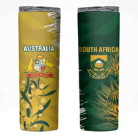 Custom Australia And South Africa Cricket Skinny Tumbler Aussies Proteas Together - Wonder Print Shop